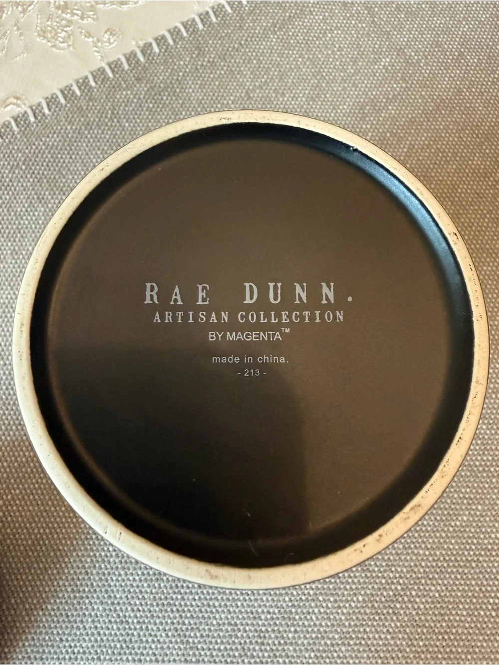 Rae Dunn Black Ceramic 'THINGS' Storage Jar with Lid, Canister